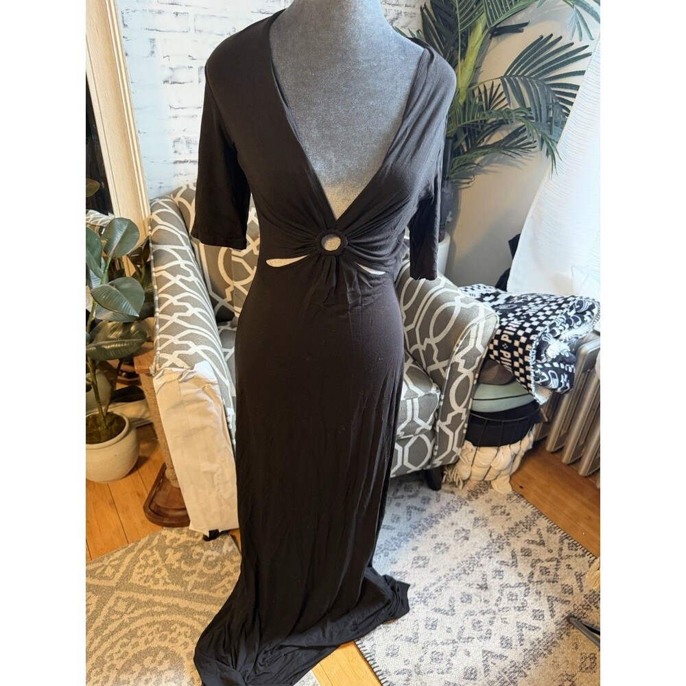 Favorite Daughter Black Cut Out Center Of Attention Maxi Dress Size S NWT